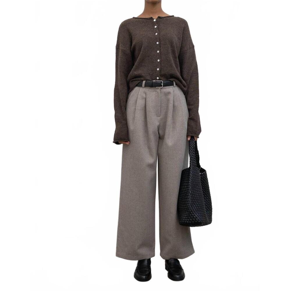 NEW COLLECTIVE tailored wool blend wide leg pants in beige